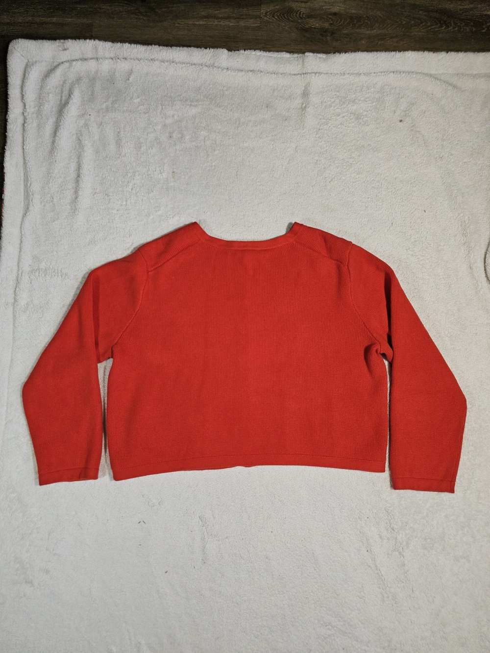 J. Crew Red Cropped Crewneck Cardigan with Gold Buttons. - Picture 8 of 13